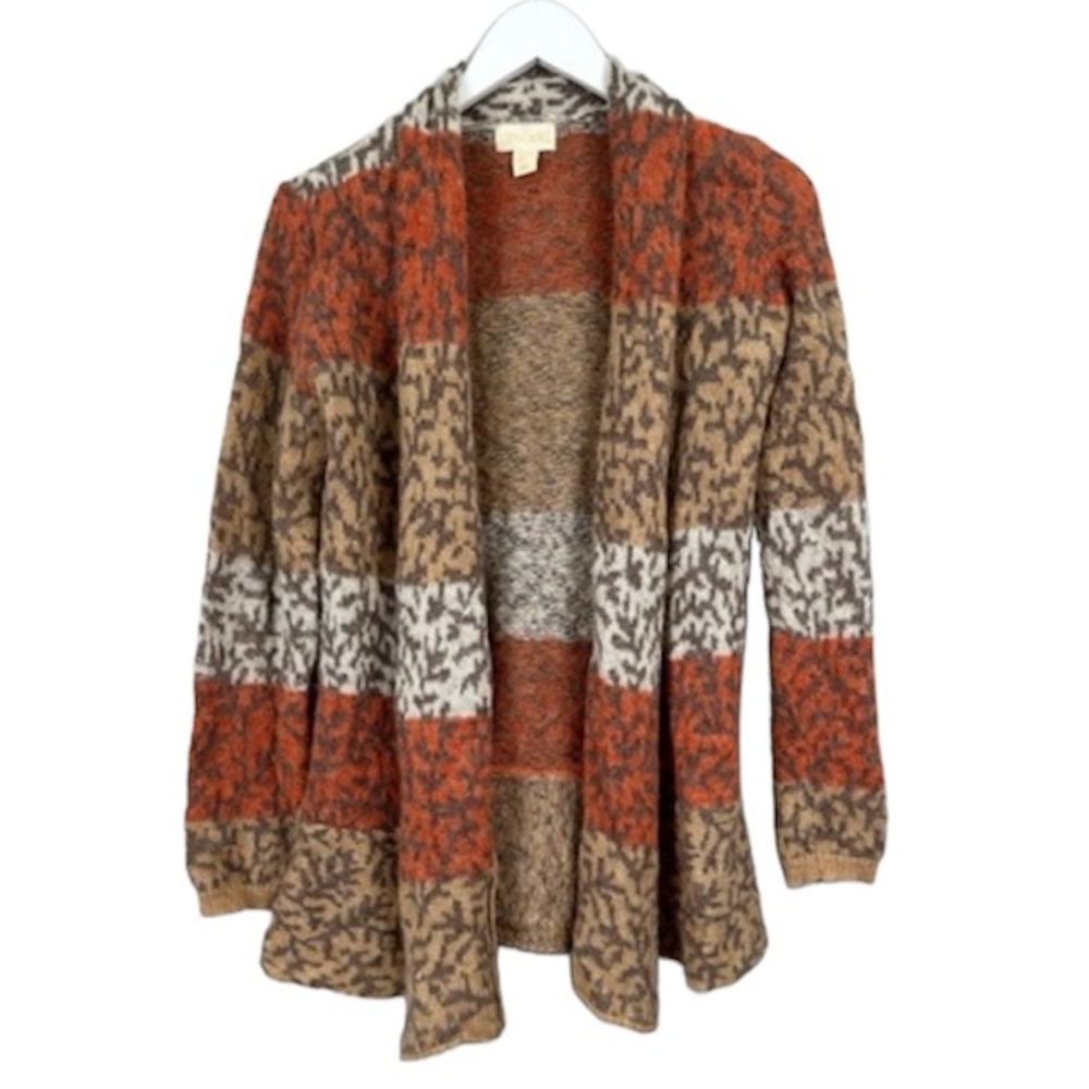 Lucy & Laurel Striped Alpaca Wool Blend Open Front Cardigan Sweater Size XS